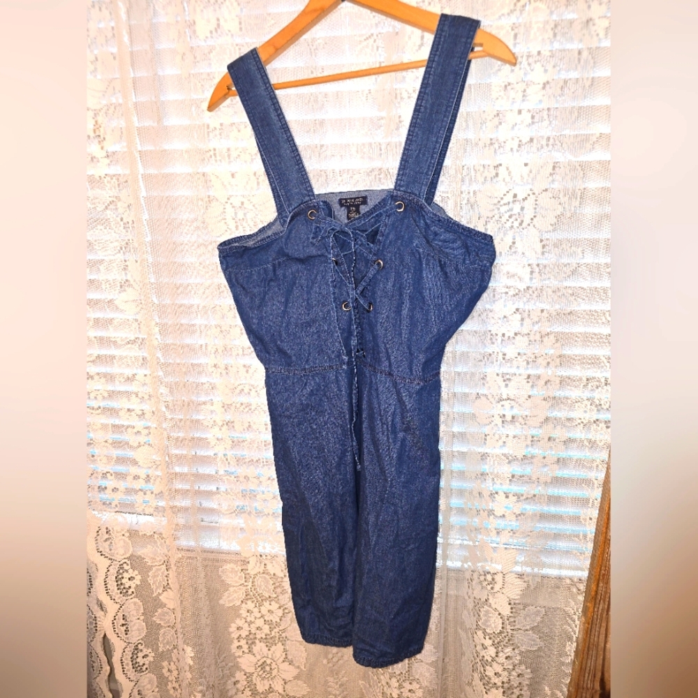 US Polo Assn Denim Sundress, Sleeveless, Lace Up, Womens XL, blue Jean Dress - Picture 1 of 5